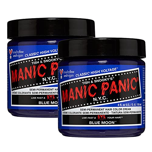 MANIC PANIC Blue Moon Classic Creme, Vegan, Cruelty Free, Semi Permanent Hair Dye 2 x 118ml