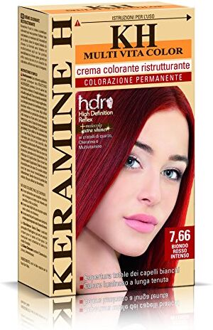 Keramine H Crema Colorante Ristrutturante Biondo Rosso Intenso 3 Confezioni da 110 ml Totale: 330 ml