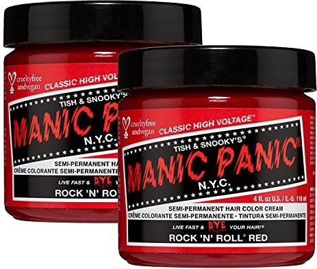 MANIC PANIC Rock'N'Roll Red Classic Creme, Vegan, Cruelty Free, Semi Permanent Hair Dye 2 x 118ml