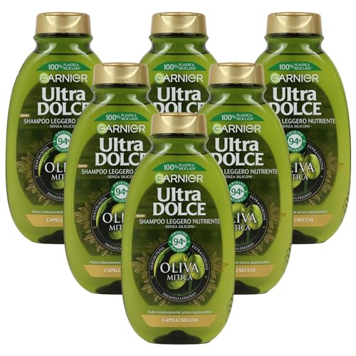 Generic Shampoo Ultra Dolce, Leggero Nutriente, Per Capelli Secchi, Nutre Intensamente Senza Appesantire, Senza Siliconi, 94% Di Origine Naturale, Oliva Mitica 250ml (6 Unità)