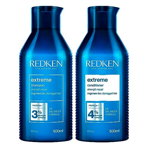 REDKEN Extreme Shampoo 500Ml + Balsamo 500Ml   Routine Professionale Rinforzante e Riparante per Capelli Danneggiati o Indeboliti   Big Size