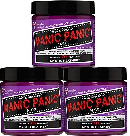 MANIC PANIC Mystic Heather Classic Creme, Vegan, Cruelty Free, Purple Semi Permanent Hair Dye 3 x 118ml