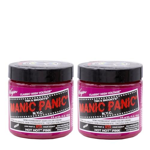 MANIC PANIC Hot Hot Pink Classic Creme, Vegan, Cruelty Free, Semi Permanent Hair Dye 2 x 118ml