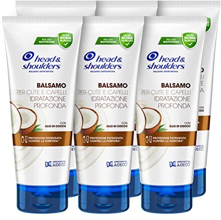 Head Balsamo Antiforfora per Cute e Capelli Secchi, Idratazione Profonda, Trattamento Contro la Forfora, Profondamente Idratante, Dermatologicamente Testato, 220ml x6