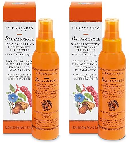 Generico 2x L' Erbolario BALSAMOSOLE 125 ml Spray protettivo e districante per capelli Con Olio di Lino e Mandorle Dolci Senza risciacquo