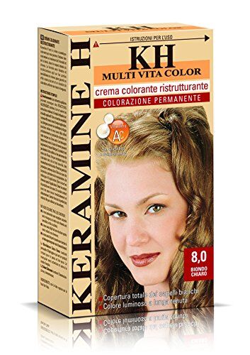 Keramine H Crema Colorante Ristrutturante, Biondo Chiaro 3 Confezioni da 110 ml Totale: 330 ml