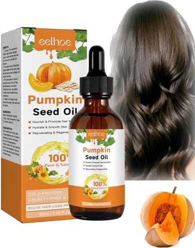 Generic Pumpkin Seed Oil for Hair 60 ml, olio di semi di zucca per la crescita dei capelli, olio di semi di zucca biologico per la crescita dei capelli, olio per aromaterapia pressato a freddo, riparazione di