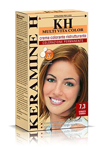 Keramine H Crema Colorante Ristrutturante, Dorato Sabbia, 3 Confezioni da 110 ml, Totale 330 ml