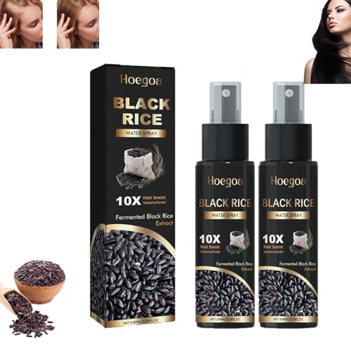 Generic Rice Water Spray, Vegan Hair Growth Serum, Black Rice Water Hair Growth Treatment, Veganic Natural Hair Growth Spray for Hair Loss, Damaged Dry Hair, spray nero per acqua di riso (2 pezzi)