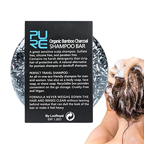 Tebinzi Shampoo per Capelli Oscurante Sapone biologico per capelli con carbone di   Shampoo solido fatto a mano per capelli ricci e capelli secchi danneggiati, deterge il grasso