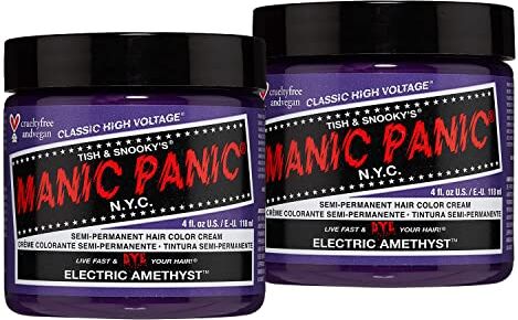 MANIC PANIC Electric Amethyst Classic Creme, Vegan, Cruelty Free, Purple Semi Permanent Hair Dye 2 x 118ml