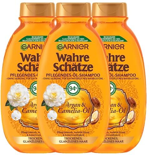 Garnier Vero tesori Shampoo Nutriente Oliva Mitica Rigenera senza appesantire, 3 x 250 ml