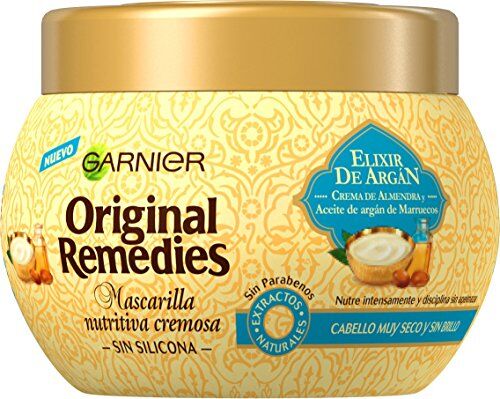 Garnier Original Remedies Elixir De Argán Mascarilla Capilar Nutritiva Cremosa Sin Silicona Para Un Pelo Muy Seco Y Sin Brillo 300 Ml