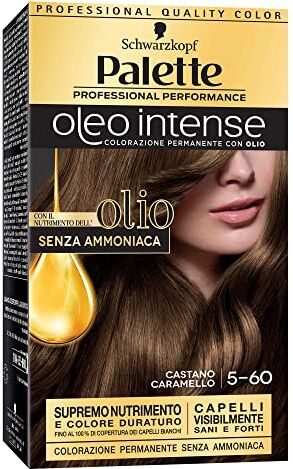 Schwarzkopf , Palette Oleo Intense, Colorazione Permanente con Olio, Tinta per Capelli, Crema Colorante Senza Ammoniaca, Copertura dei Capelli Bianchi, Tonalità 5-60 Castano Caramello