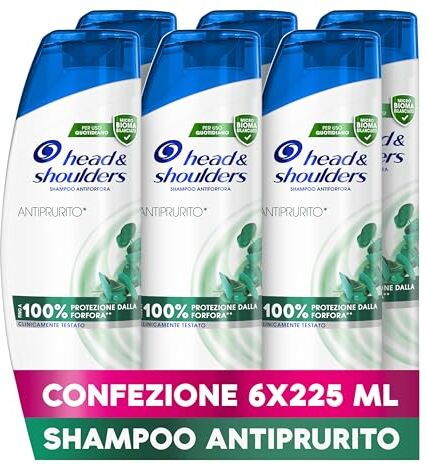 Head Shampoo Antiforfora Antiprurito, Fino di Protezione dalla Forfora per Cute e Capelli, Con Microbioma Bilanciato, Dermatologicamente Testato, 225ml x6