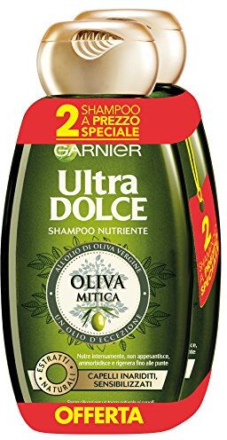 Garnier Ultra Dolce Shampoo Nutriente Oliva Mitica per Capelli Inarididi e Sensibilizzati, Senza Parabeni, 300 ml [Confezione da 2]