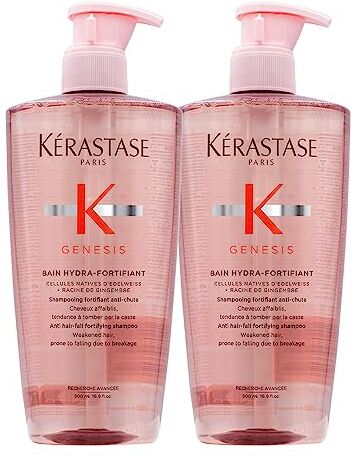 KERASTASE Kérastase Shampoo per capelli normali a secchi e indeboliti, tonificante e districante, Bain Nutri-Fortifiant, Genesis, 2 x 500 ml