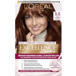 L'Oreal Paris L'Oréal Paris Excellence Crème 5.5 Marrone mogano chiaro, colore permanente per capelli L'Oreal Paris L'Oréal Paris Excellence Crème 5.5 Marrone mogano chiaro, colore permanente per capelli