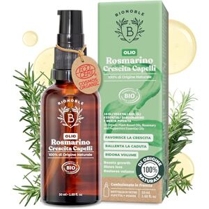 BIONOBLE Olio di Rosmarino per Capelli Bio Stimola Crescita, Nutre il Cuoio Capelluto Olio Capelli Rosmarino, Ricino, Argan Rosemary Oil for Hair Growth Bottiglia di Vetro, Pipetta 50ml BIONOBLE Olio di Rosmarino per Capelli Bio Stimola Crescita, Nutre il Cuoio Capelluto Olio Capelli Rosmarino, Ricino, Argan Rosemary Oil for Hair Growth Bottiglia di Vetro, Pipetta 50ml