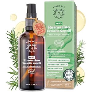 BIONOBLE Olio di Rosmarino per Capelli Bio Stimola Crescita, Nutre il Cuoio Capelluto Olio Capelli Rosmarino, Ricino, Argan Rosemary Oil for Hair Growth Bottiglia di Vetro, Pipetta 100ml BIONOBLE Olio di Rosmarino per Capelli Bio Stimola Crescita, Nutre il Cuoio Capelluto Olio Capelli Rosmarino, Ricino, Argan Rosemary Oil for Hair Growth Bottiglia di Vetro, Pipetta 100ml