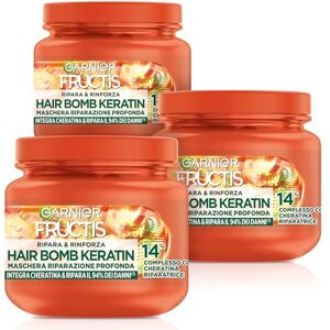 Garnier Fructis, Multi Pack Maschera Ripara&Rinforza, Per Capelli Danneggiati, Riparazione Profonda, Per Capelli Più Forti, Con Olio di Marula e Cheratina Riparatrice, Keratin Filler, Confezione da 3 Garnier Fructis, Multi Pack Maschera Ripara&Rinforza, Per Capelli Danneggiati, Riparazione Profonda, Per Capelli Più Forti, Con Olio di Marula e Cheratina Riparatrice, Keratin Filler, Confezione da 3
