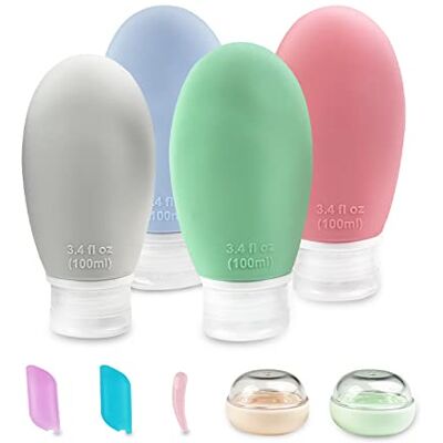 Gvolatee Set di 9 Bottiglie Da Viaggio in Silicone 100ml, Comprimibili Prova di Perdite Flaconi da Viaggio, Portatili Ricaricabili Contenitori per Shampoo, Liquidi, Lozione, Balsamo Gvolatee Set di 9 Bottiglie Da Viaggio in Silicone 100ml, Comprimibili Prova di Perdite Flaconi da Viaggio, Portatili Ricaricabili Contenitori per Shampoo, Liquidi, Lozione, Balsamo