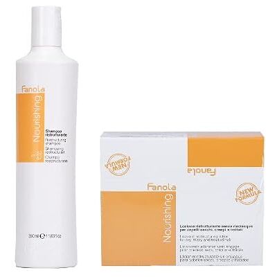 FANOLA Kit Nourishing ristrutturante shampoo 350 ml + lozione senza risciacquo 12 fiale FANOLA Kit Nourishing ristrutturante shampoo 350 ml + lozione senza risciacquo 12 fiale