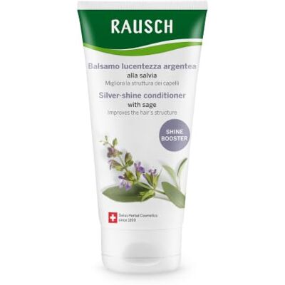 Rausch Balsamo lucentezza argentea alla salvia 150ml capelli biondi e grigi Neutralizza i riflessi gialli & dona lucentezza fredda, vegano & senza siliconi, con olio & estratto di salvia, Svizzera Rausch Balsamo lucentezza argentea alla salvia 150ml capelli biondi e grigi Neutralizza i riflessi gialli & dona lucentezza fredda, vegano & senza siliconi, con olio & estratto di salvia, Svizzera