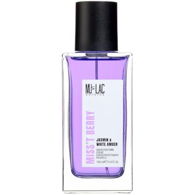 Mulac MISS'T BERRY Essenza Ristrutturante Capelli, Profumo Capelli con Olio di Mirtillo e Cheratina Vegetale, Azione Ristrutturante, Note di Legni e Vaniglia, 100ml Mulac MISS'T BERRY Essenza Ristrutturante Capelli, Profumo Capelli con Olio di Mirtillo e Cheratina Vegetale, Azione Ristrutturante, Note di Legni e Vaniglia, 100ml