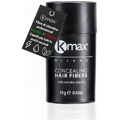 Kmax Fibre cheratina per capelli 15 gr, Polvere volumizzante capelli naturale Infoltimento immediato, Fibre capelli per coprire le Calvizie Castano medio Kmax Fibre cheratina per capelli 15 gr, Polvere volumizzante capelli naturale Infoltimento immediato, Fibre capelli per coprire le Calvizie Castano medio