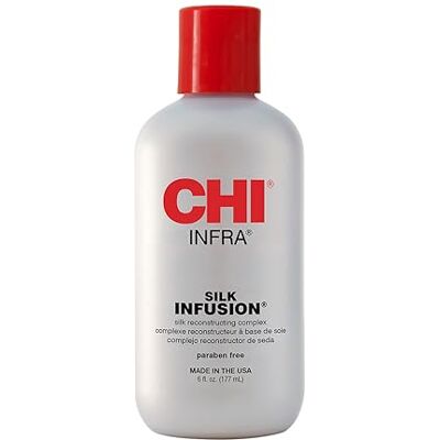 CHI Infra Silk Infusion, trattamento ricostruttivo senza risciacquo per rafforzare e proteggere tutti i tipi di capelli, senza alcool, 170 mL CHI Infra Silk Infusion, trattamento ricostruttivo senza risciacquo per rafforzare e proteggere tutti i tipi di capelli, senza alcool, 170 mL