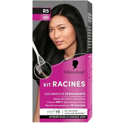 Kit radici Schwarzkopf - Colorazione permanente delle radici - Copertura bianca - Nero R5 Kit radici Schwarzkopf - Colorazione permanente delle radici - Copertura bianca - Nero R5