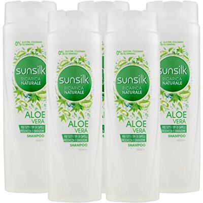 Sunsilk 5x Ricarica Naturale Shampoo Aloe Vera per Tutti i Tipi di Capelli 5 Flaconi da 250 ml Sunsilk 5x Ricarica Naturale Shampoo Aloe Vera per Tutti i Tipi di Capelli 5 Flaconi da 250 ml