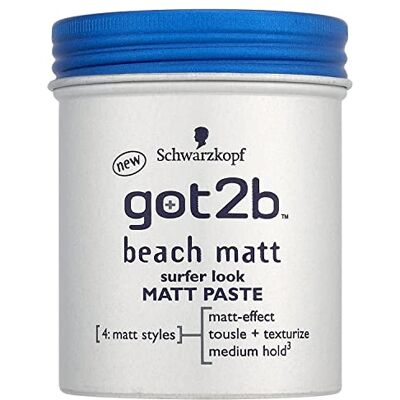 got2b Pasta per acconciature da spiaggia per look surfisti, cera per capelli per uomini, per strubbi, texture o domare senza incollare, media tenuta, (100 ml), confezione da 1 got2b Pasta per acconciature da spiaggia per look surfisti, cera per capelli per uomini, per strubbi, texture o domare senza incollare, media tenuta, (100 ml), confezione da 1