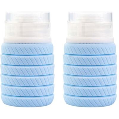 CAZSTYK Bottiglia in silicone comprimibile, beccuccio, Light blue Bottiglia pieghevole salvaspazio, contenitori con tappo a tenuta per shampoo liquido, lozione, balsamo, liquidi CAZSTYK Bottiglia in silicone comprimibile, beccuccio, Light blue Bottiglia pieghevole salvaspazio, contenitori con tappo a tenuta per shampoo liquido, lozione, balsamo, liquidi