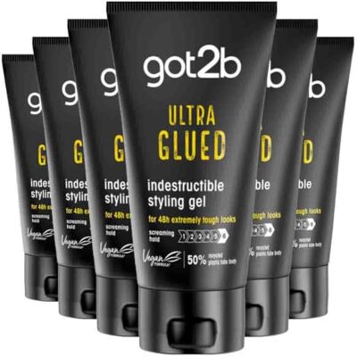 got2b Gel per capelli Ultra Glued, 150 ml, confezione da 6 got2b Gel per capelli Ultra Glued, 150 ml, confezione da 6