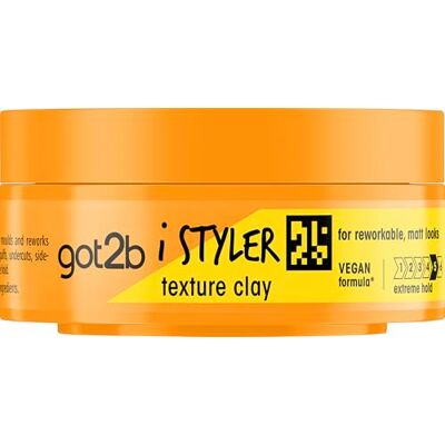 got2b iStyler, argilla per capelli a lunga durata, senza residui bianchi, senza silicone, finitura opaca, 75 ml got2b iStyler, argilla per capelli a lunga durata, senza residui bianchi, senza silicone, finitura opaca, 75 ml