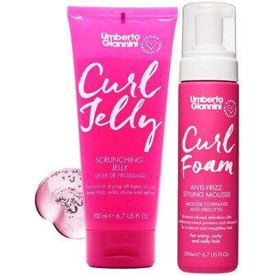 Umberto Giannini curl Jelly Scrunching & Foam Mousse Styling Duo – Vegan & Cruelty Free Curl Control Gel & Mousse per capelli ricci o ondulati Umberto Giannini curl Jelly Scrunching & Foam Mousse Styling Duo – Vegan & Cruelty Free Curl Control Gel & Mousse per capelli ricci o ondulati