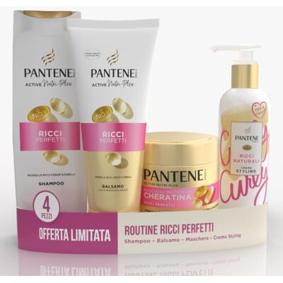 Pantene Pro-V Ricci Perfetti Set Regalo Capelli Ricci Shampoo 250 ml, Balsamo 200 ml, Maschera Cheratina 300 ml e Crema Styling 235 ml per ricci elastici e definiti Pantene Pro-V Ricci Perfetti Set Regalo Capelli Ricci Shampoo 250 ml, Balsamo 200 ml, Maschera Cheratina 300 ml e Crema Styling 235 ml per ricci elastici e definiti