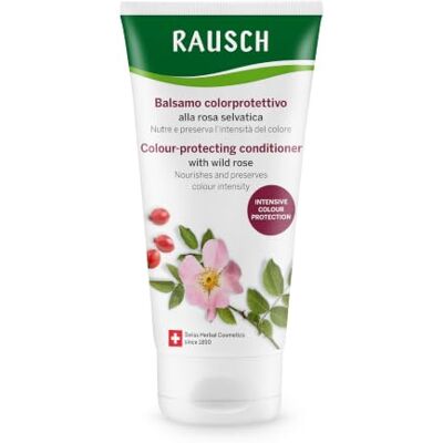 Rausch Balsamo colorprotettivo alla rosa selvatica 150ml capelli tinti Cura & prolunga la brillantezza del colore, vegano & senza siliconi, con estratto di equiseto, Svizzera Rausch Balsamo colorprotettivo alla rosa selvatica 150ml capelli tinti Cura & prolunga la brillantezza del colore, vegano & senza siliconi, con estratto di equiseto, Svizzera