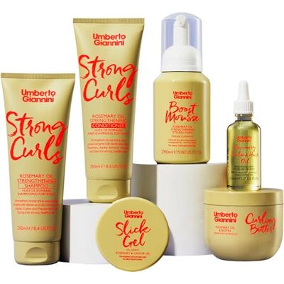 Umberto Giannini Kit Routine Capelli Ricci Ricci Forti (6 Prodotti) Lavaggio e Styling Capelli Ricci, a Spirale, Mossi: Include Shampoo, Balsamo, Mousse, Crema per Ricci, Gel Slick + Olio di Rosmarino Umberto Giannini Kit Routine Capelli Ricci Ricci Forti (6 Prodotti) Lavaggio e Styling Capelli Ricci, a Spirale, Mossi: Include Shampoo, Balsamo, Mousse, Crema per Ricci, Gel Slick + Olio di Rosmarino