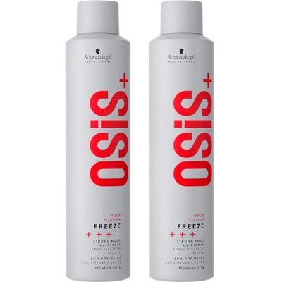 Schwarzkopf Professional OSiS Freeze Lacca per capelli a lunga durata, finitura liscia anti umidità, protezione termica, fissaggio forte, 300 ml, confezione da 2 Schwarzkopf Professional OSiS Freeze Lacca per capelli a lunga durata, finitura liscia anti umidità, protezione termica, fissaggio forte, 300 ml, confezione da 2