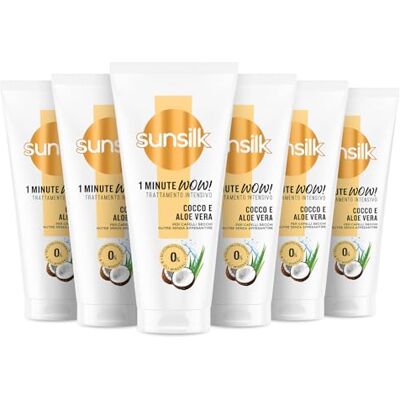 Sunsilk , 1 Minute WOW Cocco & Aloe Vera, Trattamento Intensivo Capelli in 1 Minuto, Capelli Idratati, Brillanti e Più Sani, con 98% Ingredienti di Origine Naturale, Senza Siliconi, 6 Pezzi da 180 ml Sunsilk , 1 Minute WOW Cocco & Aloe Vera, Trattamento Intensivo Capelli in 1 Minuto, Capelli Idratati, Brillanti e Più Sani, con 98% Ingredienti di Origine Naturale, Senza Siliconi, 6 Pezzi da 180 ml