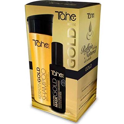 Tahe Shampoo e Balsamo Gold per Capelli Trattati con Colorazione, 300 ml + Maschera Spray 125 ml, Nutriente Tahe Shampoo e Balsamo Gold per Capelli Trattati con Colorazione, 300 ml + Maschera Spray 125 ml, Nutriente