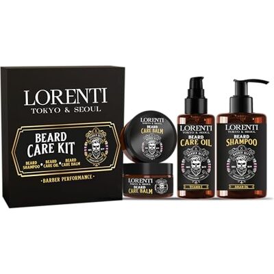 LORENTI TOKYO & SEOUL Argan Barber Set per la cura della barba e lo styling – Kit per la cura della barba con olio per barba, shampoo per barba e balsamo per barba, idea regalo per uomini – Beard Care LORENTI TOKYO & SEOUL Argan Barber Set per la cura della barba e lo styling – Kit per la cura della barba con olio per barba, shampoo per barba e balsamo per barba, idea regalo per uomini – Beard Care