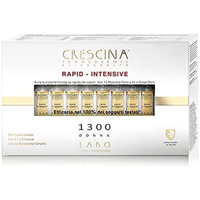 CRESCINA Transdermic Ri-Crescita RAPID INTENSIVE Trattamento Rapido Intensivo per la Ricrescita dei capelli 1300 Donna 40 fiale CRESCINA Transdermic Ri-Crescita RAPID INTENSIVE Trattamento Rapido Intensivo per la Ricrescita dei capelli 1300 Donna 40 fiale