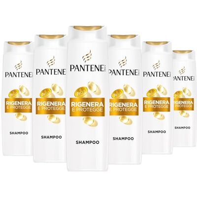 Pantene Pro-V Shampoo Rigenera E Protegge 6x300ml per capelli Secchi, Danneggiati, Protegge i Legami del Capello, senza Siliconi, Olio Minerale e Coloranti, Active Nutri-Plex Pantene Pro-V Shampoo Rigenera E Protegge 6x300ml per capelli Secchi, Danneggiati, Protegge i Legami del Capello, senza Siliconi, Olio Minerale e Coloranti, Active Nutri-Plex