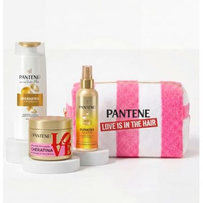Pantene Kit Estate: Shampoo 90ml, Maschera 300ml, Spray Solare 200ml, Beauty Case Pantene Kit Estate: Shampoo 90ml, Maschera 300ml, Spray Solare 200ml, Beauty Case