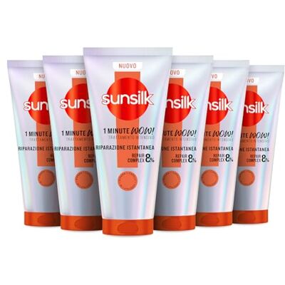 Sunsilk , 1 Minute WOW Riparazione Istantanea, Trattamento Capelli in 1 Minuto, Capelli Riparati e Visibilmente Sani, con 8% Repair Complex con Peptidi, Vitamina C e Olio di Mandorla, 6 Pezzi da 180 ml Sunsilk , 1 Minute WOW Riparazione Istantanea, Trattamento Capelli in 1 Minuto, Capelli Riparati e Visibilmente Sani, con 8% Repair Complex con Peptidi, Vitamina C e Olio di Mandorla, 6 Pezzi da 180 ml