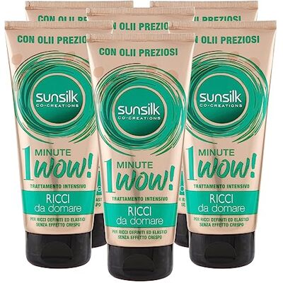 Sunsilk Trattamento Intensivo 1 Minute Wow Ricci da Domare Maschera per Capelli Ricci con Oli Preziosi Anti Effetto Crespo 6 Flaconi da 180ml Sunsilk Trattamento Intensivo 1 Minute Wow Ricci da Domare Maschera per Capelli Ricci con Oli Preziosi Anti Effetto Crespo 6 Flaconi da 180ml